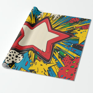 Kleurrijke Comic Pop Art Starburst Explosion Cadeaupapier