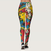 Kleurrijke Comic Pop Art Starburst Explosion Leggings (Achterkant)