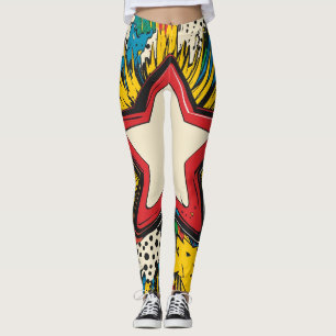 Kleurrijke Comic Pop Art Starburst Explosion Leggings