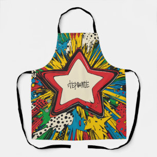 Kleurrijke Comic Pop Art Starburst Explosion Schort