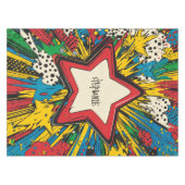 Kleurrijke Comic Pop Art Starburst Explosion Tafelkleed (Voorkant (Horizontaal))