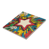 Kleurrijke Comic Pop Art Starburst Explosion Tegeltje (Zijkant)