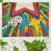 Kleurrijke Comic Pop Art Starburst Explosion Theedoek (Gevouwen)