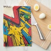 Kleurrijke Comic Pop Art Starburst Explosion Theedoek (Quarter Fold)