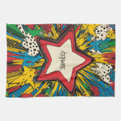 Kleurrijke Comic Pop Art Starburst Explosion Theedoek (Horizontaal)