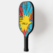 Kleurrijke Comic Style Blauw Rood Geel Monogram Pickleball Paddle (Links)