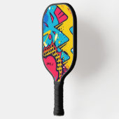 Kleurrijke Comic Style Blauw Rood Geel Monogram Pickleball Paddle (Links)