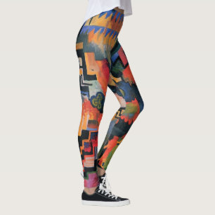 Kleurrijke compositie door August Macke, Vintage K Leggings