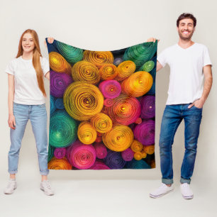 Kleurrijke concentrische cirkels abstracte textuur fleece deken