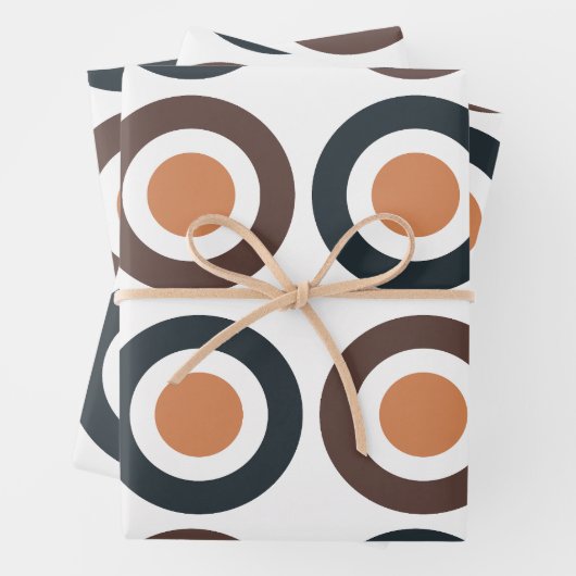 Kleurrijke concentrische cirkels verjaardag inpakpapier vel (In situ)