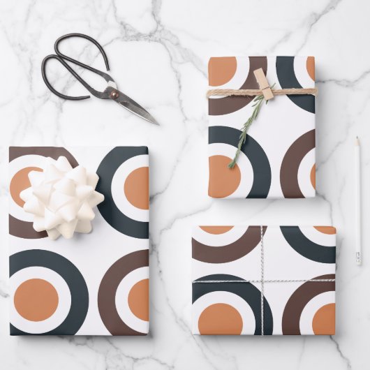 Kleurrijke concentrische cirkels verjaardag inpakpapier vel (Voorkant)