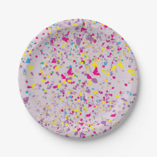 Kleurrijke Confetti Abstract grijs Papieren Bordje