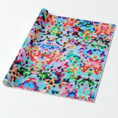 Kleurrijke Confetti Abstract Mozaïek Patroon Strop Cadeaupapier (Uitgerold)