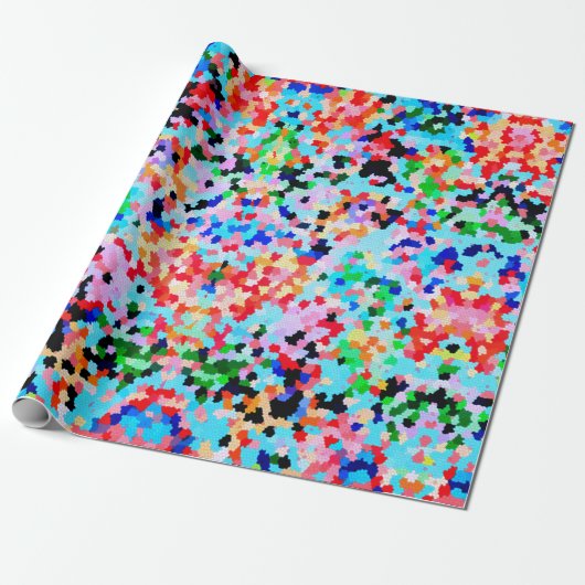 Kleurrijke Confetti Abstract Mozaïek Patroon Strop Cadeaupapier (Uitgerold)