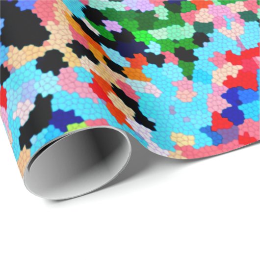 Kleurrijke Confetti Abstract Mozaïek Patroon Strop Cadeaupapier (Rol Hoek)