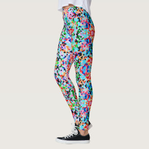 Kleurrijke Confetti Abstract Mozaïek Patroon Strop Leggings