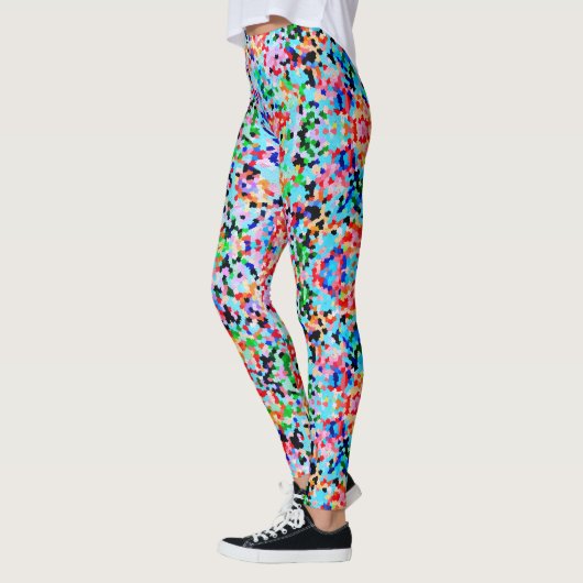 Kleurrijke Confetti Abstract Mozaïek Patroon Strop Leggings (Links)
