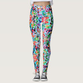 Kleurrijke Confetti Abstract Mozaïek Patroon Strop Leggings (Voorkant)