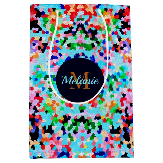 Kleurrijke Confetti Abstract Mozaïek Patroon Strop Medium Cadeauzakje (Voorkant)