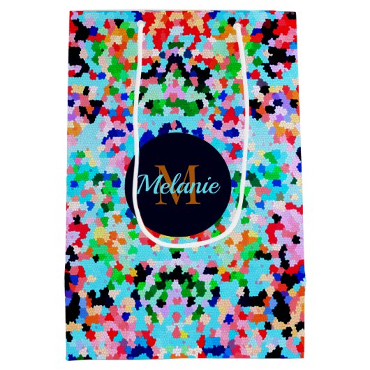 Kleurrijke Confetti Abstract Mozaïek Patroon Strop Medium Cadeauzakje (Achterkant)