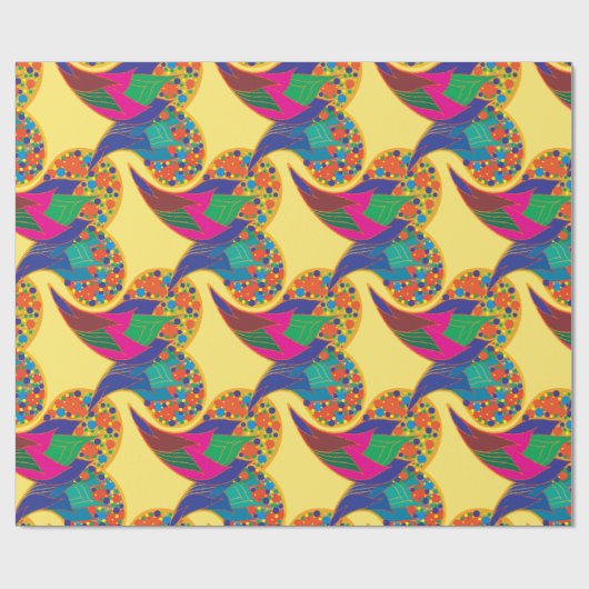 Kleurrijke confetti abstracte Paisley Rainbow-drup Cadeaupapier (Vlak)