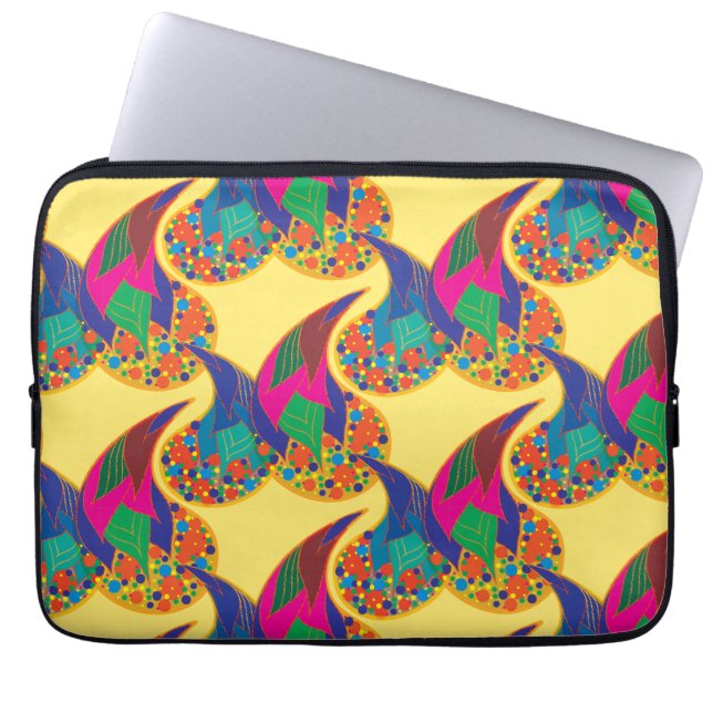 Kleurrijke confetti abstracte Paisley Rainbow-drup Laptop Sleeve (Voorkant)