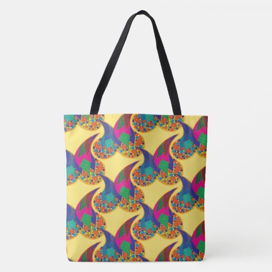 Kleurrijke confetti abstracte Paisley Rainbow-drup Tote Bag (Voorkant)