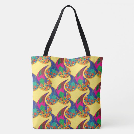 Kleurrijke confetti abstracte Paisley Rainbow-drup Tote Bag (Achterkant)