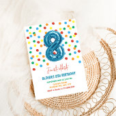 Kleurrijke Confetti Acht Ballon 8e Verjaardag Jong Kaart