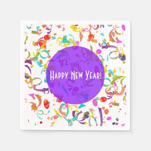 Kleurrijke Confetti Art All Occasion Paarse Sjablo Servetten (Voorkant)