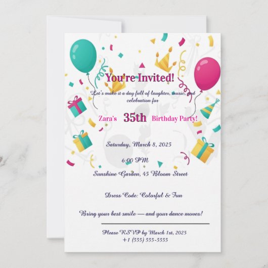 Kleurrijke Confetti Ballonnen Fun 35e  Kaart (Voorkant)