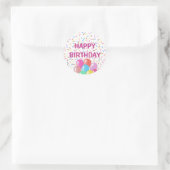 Kleurrijke Confetti & Ballonnen Happy Birthday Ronde Sticker (Tas)