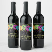 Kleurrijke Confetti & Ballonnen, Oudejaarsfeest Wijn Etiket (Flessen)