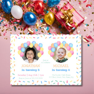Kleurrijke Confetti Balloon Photo Joint Verjaardag Kaart