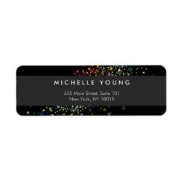 Kleurrijke Confetti Bokeh op Black Modern Etiket