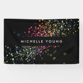 Kleurrijke Confetti Bokeh op Black Modern II Spandoek