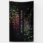 Kleurrijke Confetti Bokeh op Black Modern II Spandoek (Verticaal)