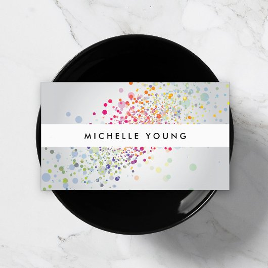 Kleurrijke Confetti Bokeh op Grey Modern II Visitekaartje