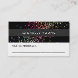 Kleurrijke Confetti Bokeh op zwarte afspraak Afsprakenkaartje