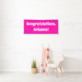 Kleurrijke Confetti Bright Hot Pink Gefeliciteerd Spandoek (Insitu)