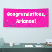 Kleurrijke Confetti Bright Hot Pink Gefeliciteerd Spandoek (Beurs)