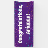 Kleurrijke Confetti Bright Paarse Gefeliciteerd Spandoek (Verticaal)