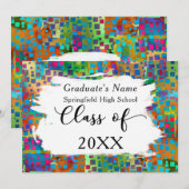 Kleurrijke Confetti, Brushstrokes Afstudeerder Aan Aankondiging (Voorkant / Achterkant)
