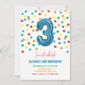 Kleurrijke Confetti Drie Ballon 3e Verjaardag Jong Kaart (Voorkant)