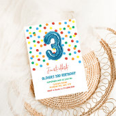 Kleurrijke Confetti Drie Ballon 3e Verjaardag Jong Kaart