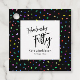 Kleurrijke Confetti - Fabulair vijftig zwart-wit Bedankjes Labels