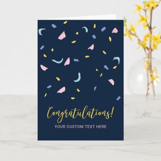 Kleurrijke Confetti Felicitatie Kaart (Gele Bloem)