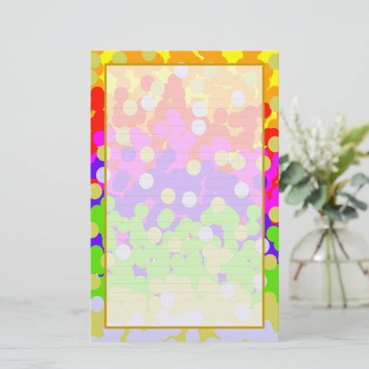 Kleurrijke Confetti fijn gevoerd briefpapier (Staand voorkant)