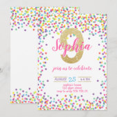 Kleurrijke Confetti Gold Nummer Meisje 9e Verjaard Kaart (Voorkant / Achterkant)