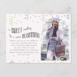 Kleurrijke Confetti Graduation Party Invitation Aankondigingskaart